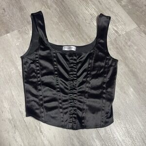 Popular 21 Women's Tank Sleeve Satin Crop   Black‎ Small Bag6